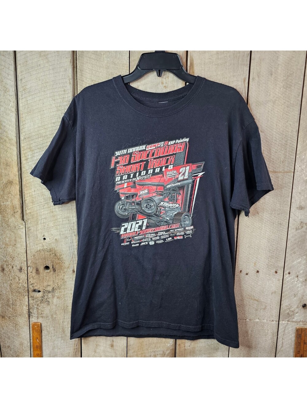 2021 I-30 Speedway Short Track Nationals Racing T-Shirt Mens Black Graphic Tee